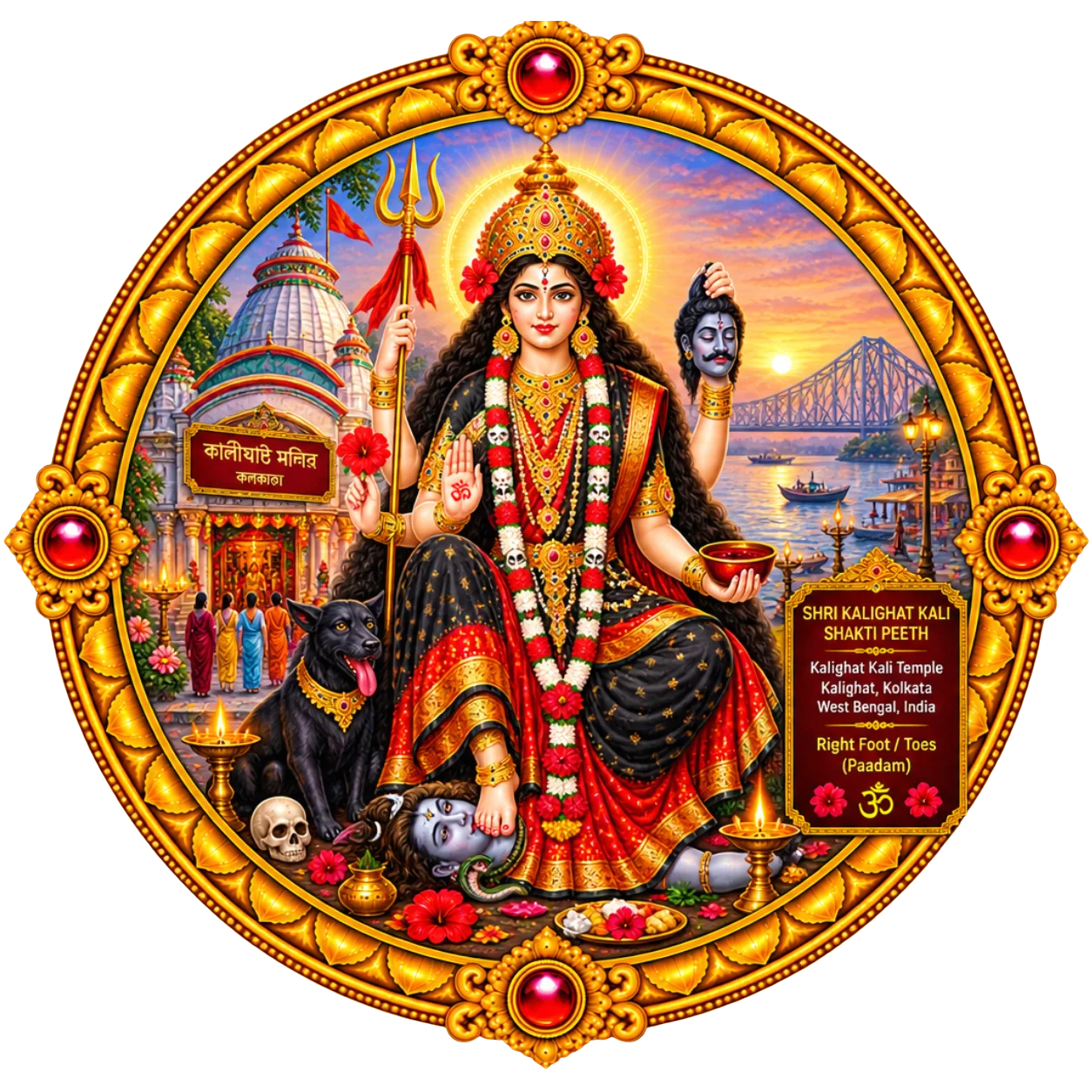 Goddess Shri Kalighat Kali Center Medallion